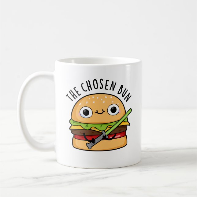 The Chosen Bun Funny Food Warrior Bun Pun Coffee Mug (Left)