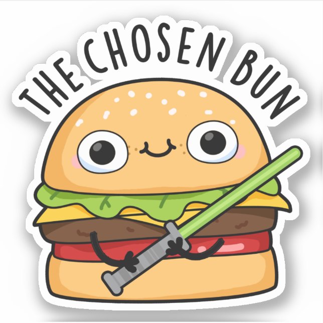 The Chosen Bun Funny Food Warrior Bun Pun Sticker (Front)