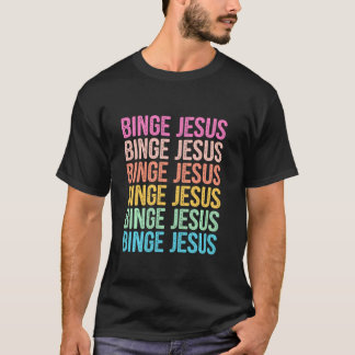 The Chosen Merch Binge Jesus Retro Rainbow Letter T-Shirt