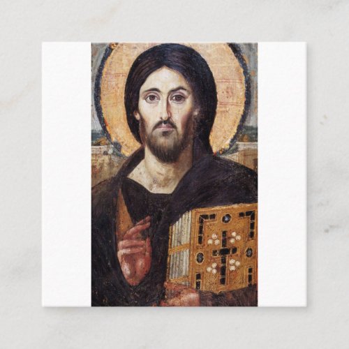The Christ Pantocrator Of St Catherineâs Monastery Square Business Card