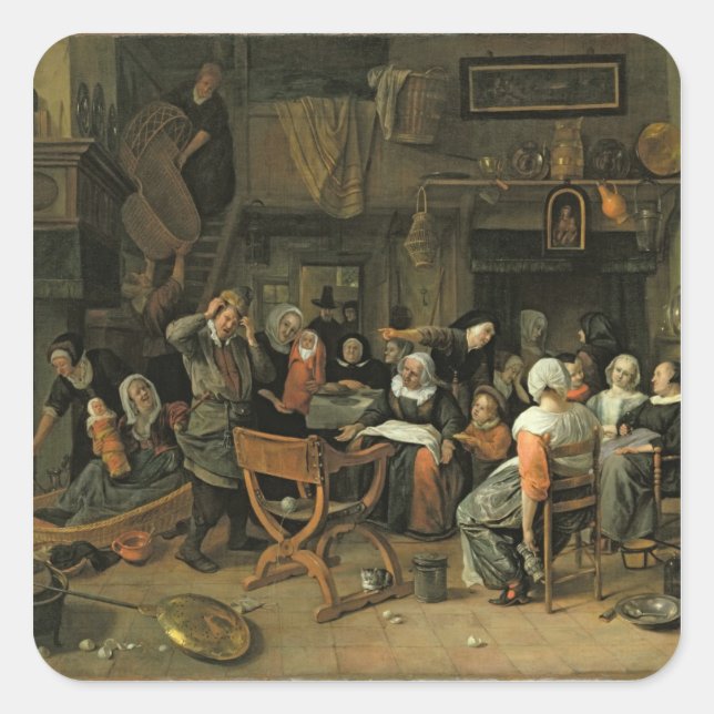 The Christening Feast, 1668 Square Sticker (Front)