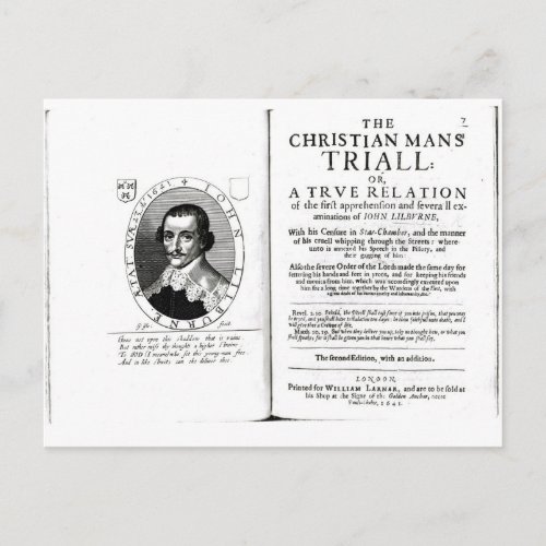 The Christian Mans Trial by John Lilburne Postcard