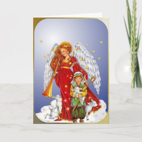 The Christmas Angel and the Little Shepherd Boy Holiday Card