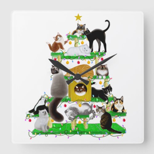 The Christmas Cat Tree Clock