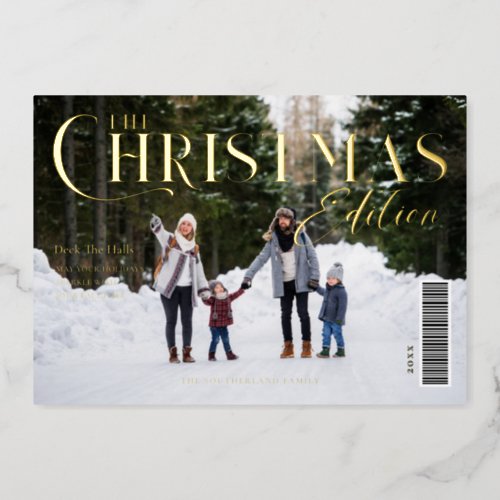 The Christmas Edition Family Photo Magazine Cover Foil Holiday Card