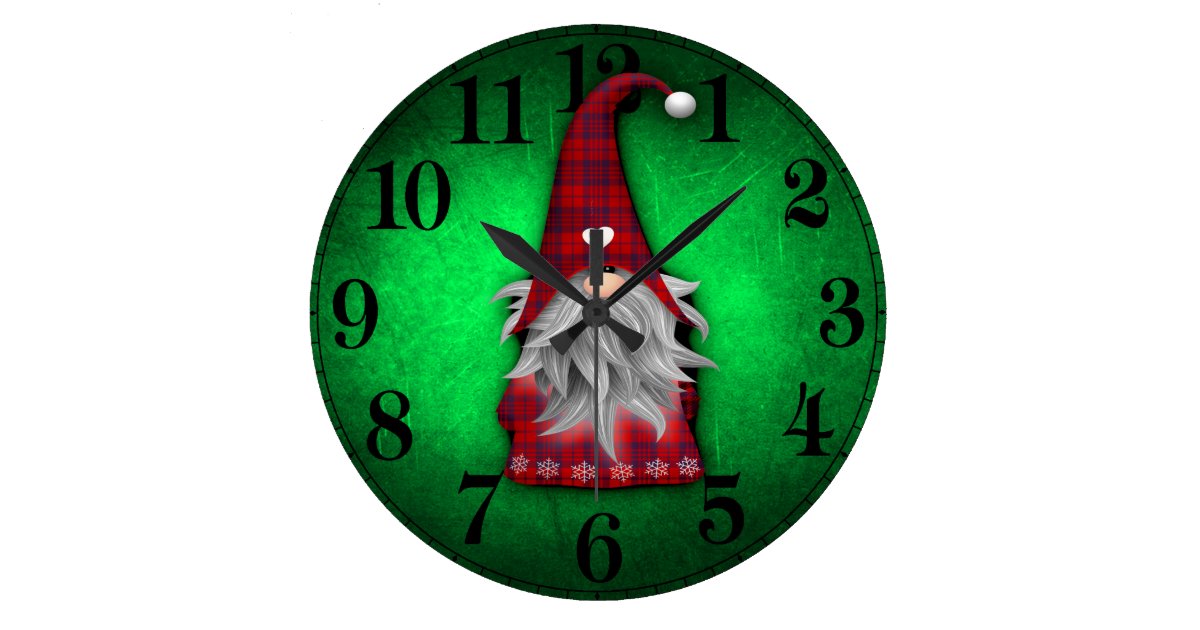 The Christmas Gnome Large Clock