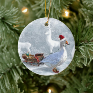The Christmas goose Ceramic Ornament