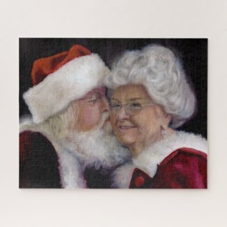 The Christmas Kiss - Santa Kissing Mrs Clause Jigsaw Puzzle