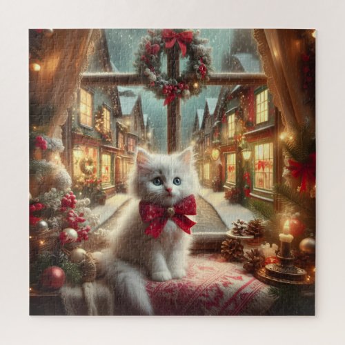 The Christmas Kitten on the window Jigsaw Puzzle