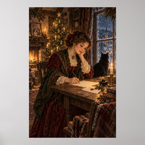 The Christmas Letter | Vintage Old World Christmas Poster