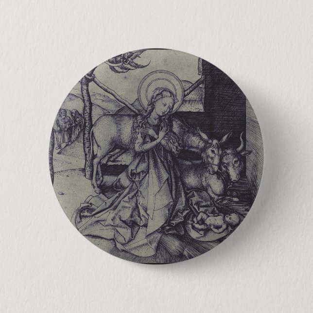 The Christmas Nativity Stark Ink Art Button (Front)