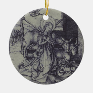 The Christmas Nativity Stark Ink Art Ceramic Ornament