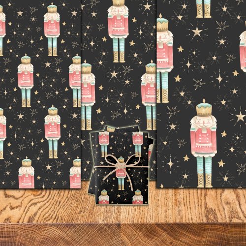 The Christmas Nutcracker Gold Starry Night Wrapping Paper Sheets
