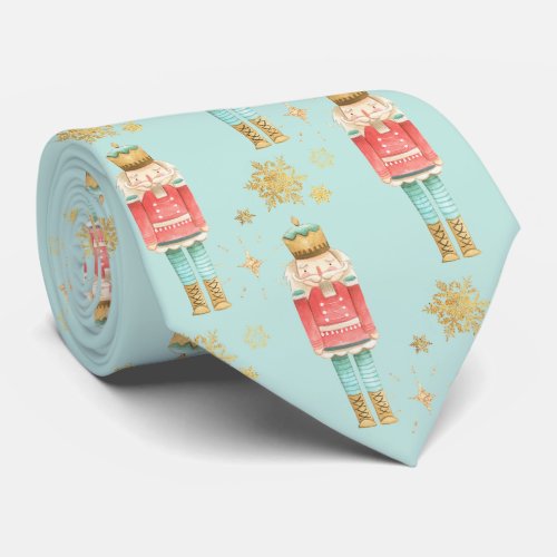 The Christmas Nutcracker Golden Snowflakes Blue Neck Tie