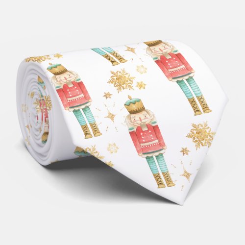 The Christmas Nutcracker Golden Snowflakes Neck Tie