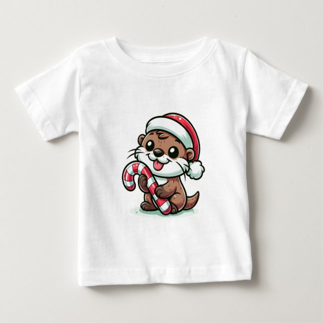 The Christmas Otter Cartoon Baby T-Shirt (Front)
