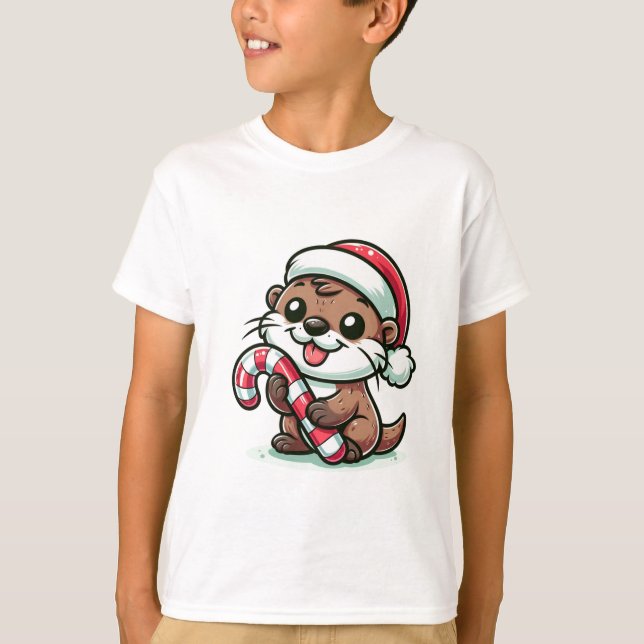 The Christmas Otter Cartoon T-Shirt (Front)