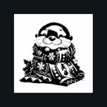 The Christmas Otter in a Scarf Self-inking Stamp<br><div class="desc">AI generated art of a just too adorable Christmas otter</div>