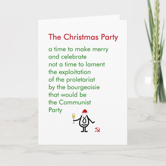The Christmas Party - a funny Christmas poem Holiday Card (Front)