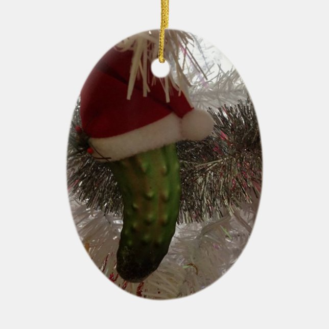 The Christmas Pickle Ceramic Ornament (Front)