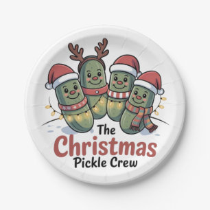 The Christmas Pickle Crew Pickle Lovers Santa Xmas Paper Plates