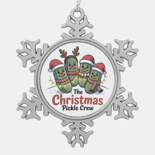 The Christmas Pickle Crew Pickle Lovers Santa Xmas Snowflake Pewter Christmas Ornament