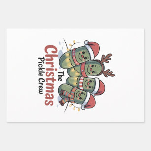 The Christmas Pickle Crew Pickle Lovers Santa Xmas Wrapping Paper Sheets