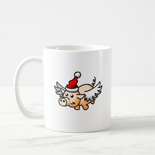 The Christmas pig's beautiful wings Coffee Mug (Left)