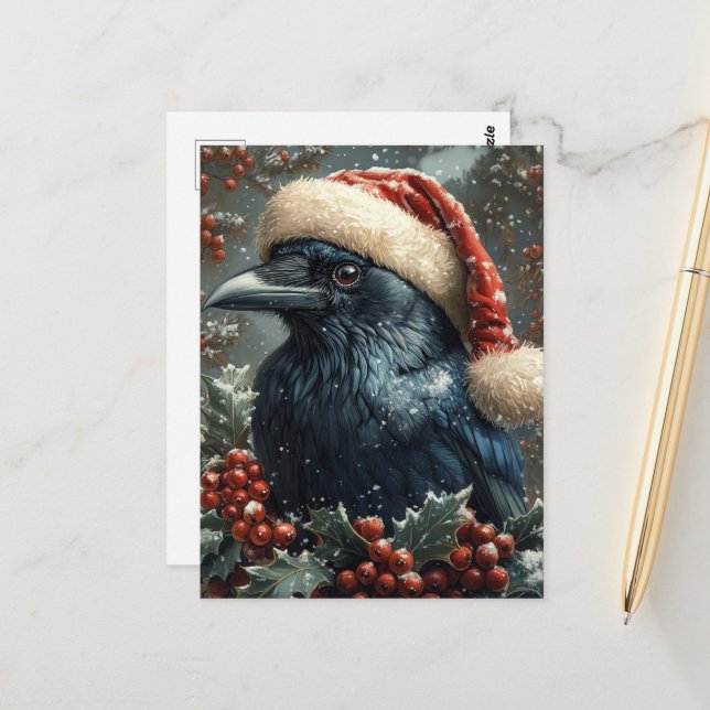 The Christmas Raven Postcard (Front/Back In Situ)