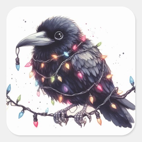 The Christmas Raven Square Sticker