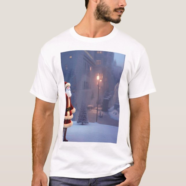The Christmas Santa Claus In City. T-Shirt (Front)