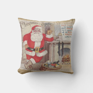 The Christmas Spirit - Vintage Postcard Art Throw Pillow