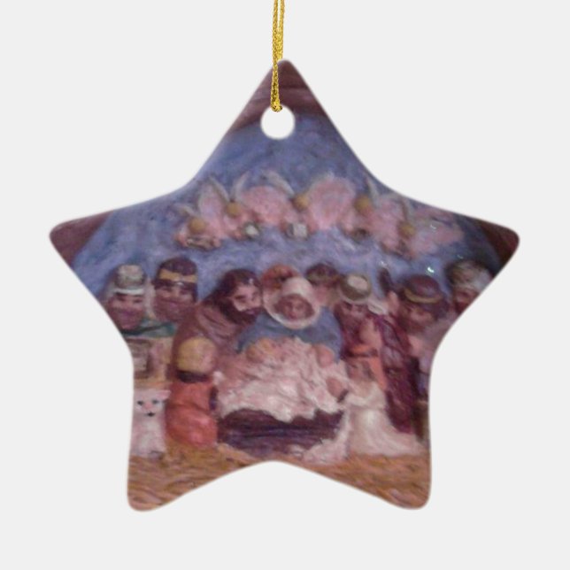 'THE CHRISTMAS STABLE" CERAMIC ORNAMENT (Front)