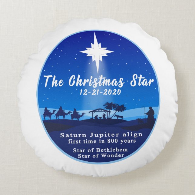 The Christmas Star Round Pillow (Front)