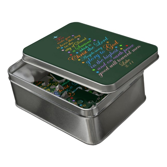 The Christmas Story Bible Verse Jigsaw Puzzle (Lid Open)