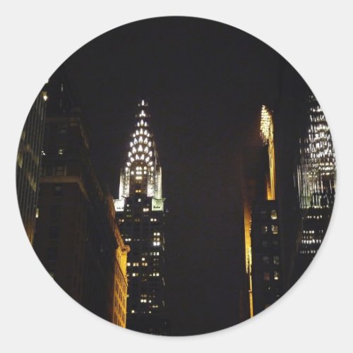 The Chrysler Building at Night New York City Classic Round Sticker