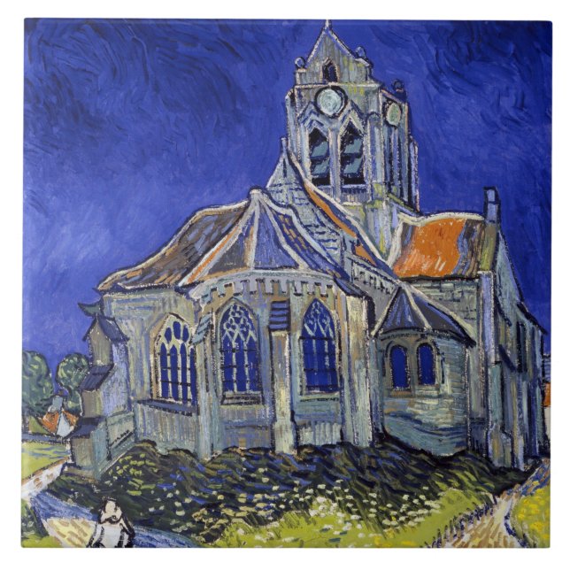 The Church at Auvers, Van Gogh Ceramic Tile (Front)