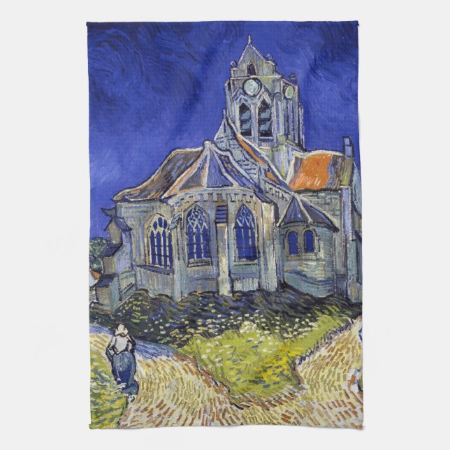 The Church at Auvers, Van Gogh Kitchen Towel (Vertical)