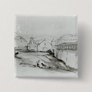 The Church of San Francisco, Valparaiso, 1834 Button