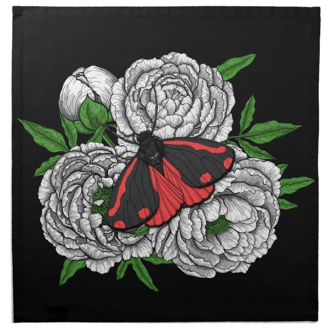 The cinnabar moth cloth napkin (Front)