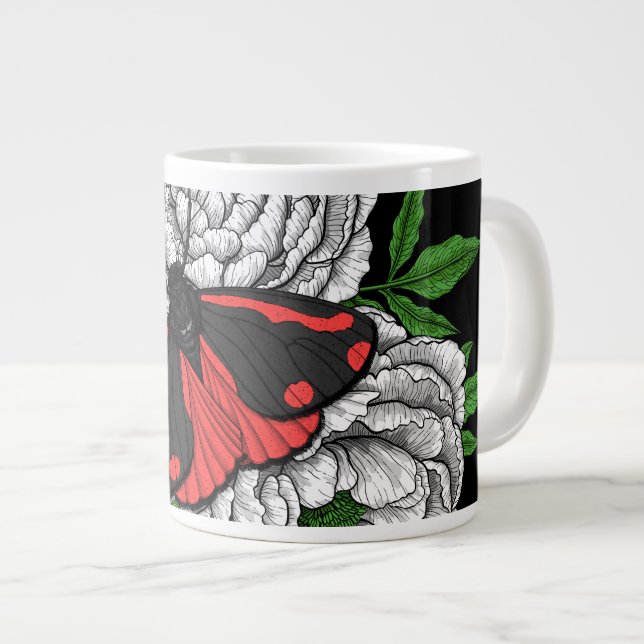 The cinnabar moth giant coffee mug (Front Right)