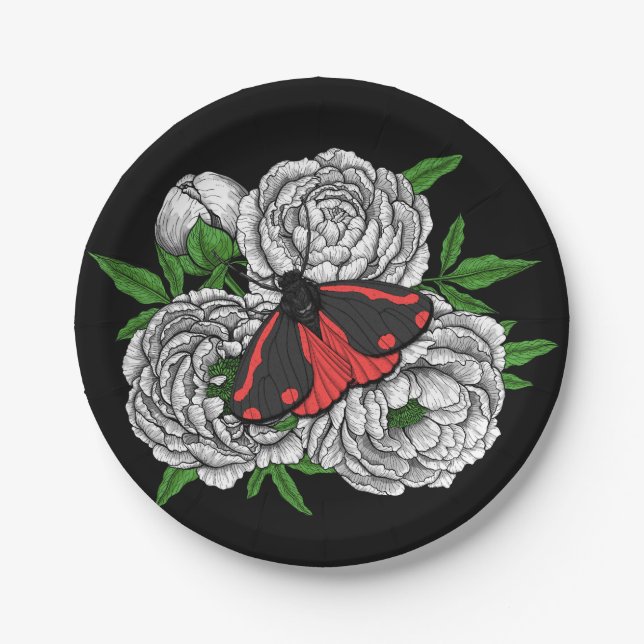 The cinnabar moth paper plates (Front)