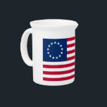 The Circle of Stars, American Flag by Betsy Ross Beverage Pitcher<br><div class="desc">The Circle of Stars: The year was 1776, and the colonies were on the verge of declaring their independence from Great Britain. A committee was formed to design a flag that would represent the new nation, and they sought the help of a skilled seamstress named Betsy Ross. - Ross was...</div>