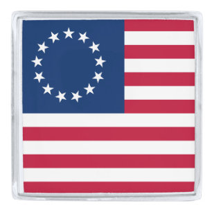 The Circle of Stars, American Flag by Betsy Ross Silver Finish Lapel Pin