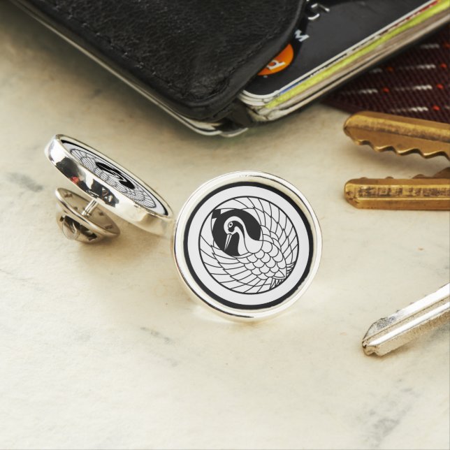 The Circle of the Crane Lapel Pin (In Situ)
