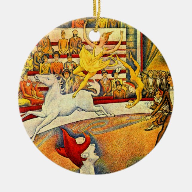 The Circus by Georges Seurat, Vintage Fine Art Ceramic Ornament (Front)
