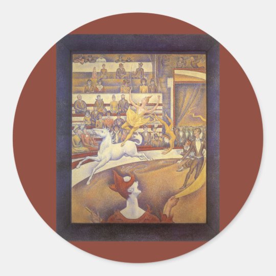 The Circus by Georges Seurat, Vintage Pointillism Classic Round Sticker