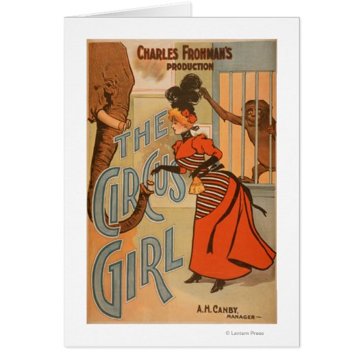 The Circus Girl - Feeding Elephant and Monkey Cards (Front)