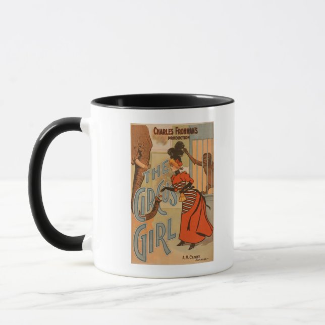 The Circus Girl - Feeding Elephant and Monkey Mug (Left)