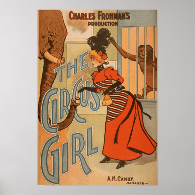 The Circus Girl - Feeding Elephant and Monkey Poster (Front)